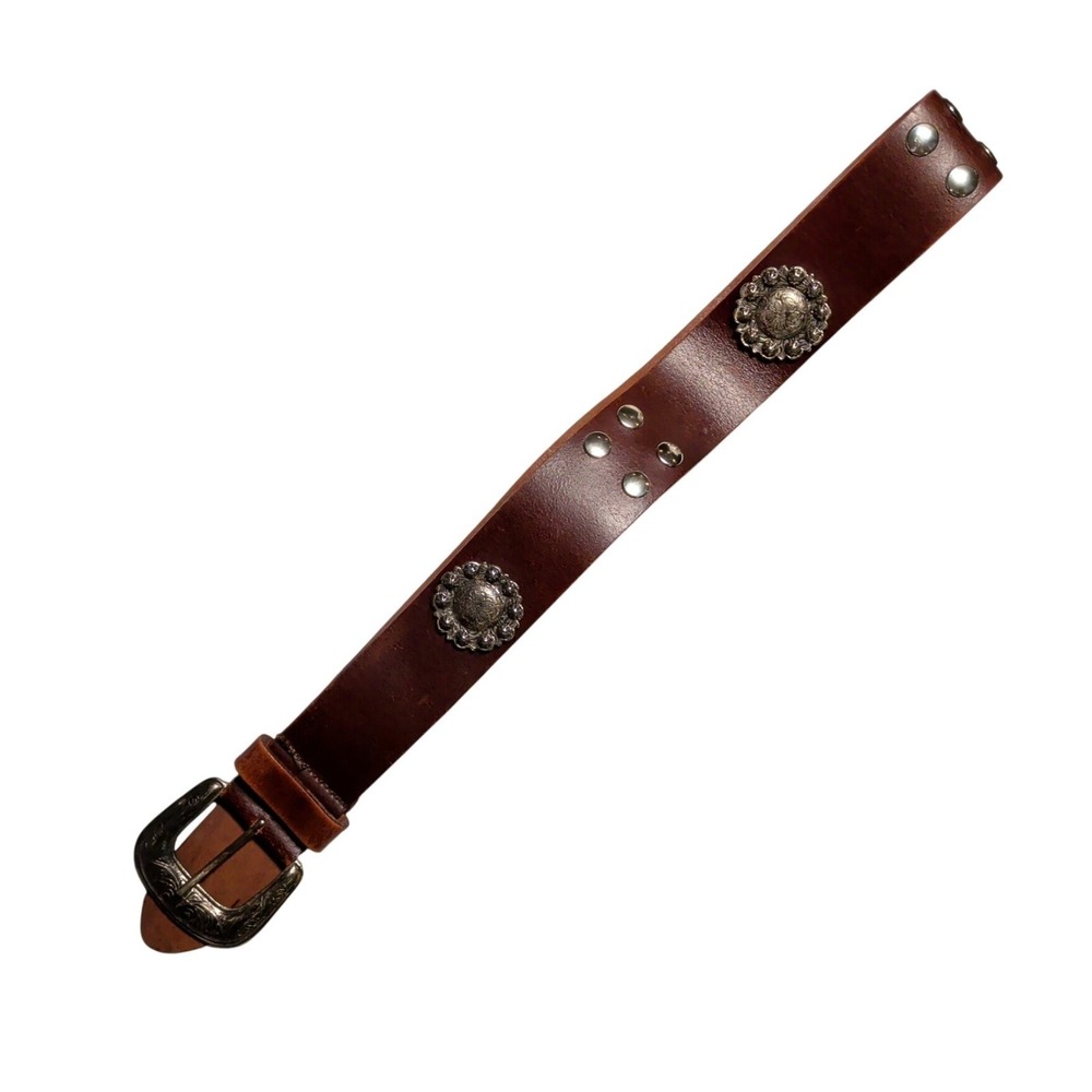 Vintage The Limited Belt Womens Size M Brown Leather Studded Made in Italy Boho